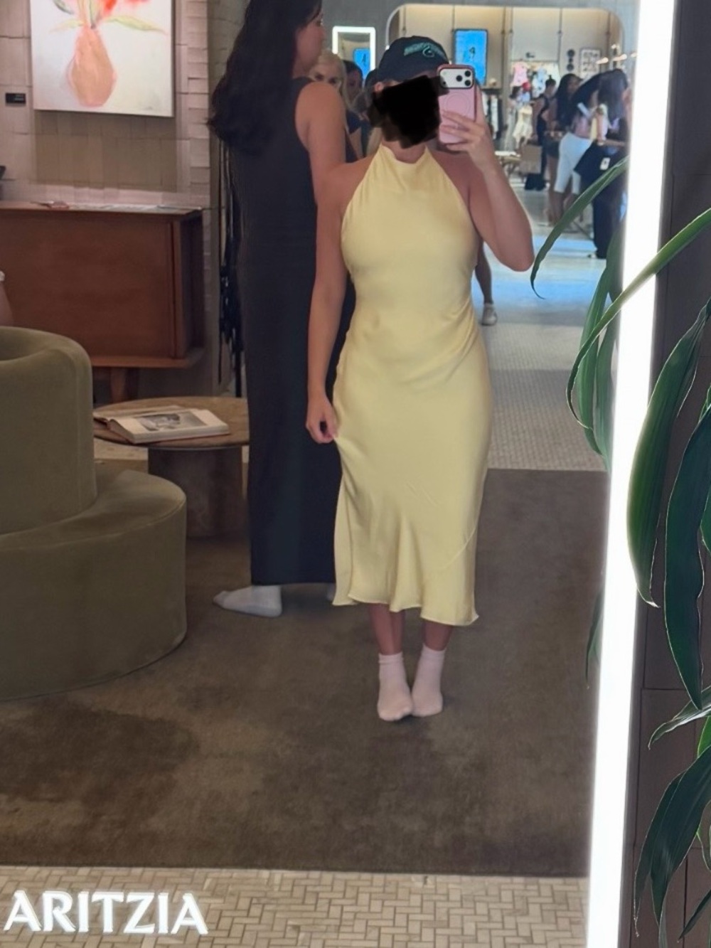Aritzia Soft Lemon Halter Midi Dress
